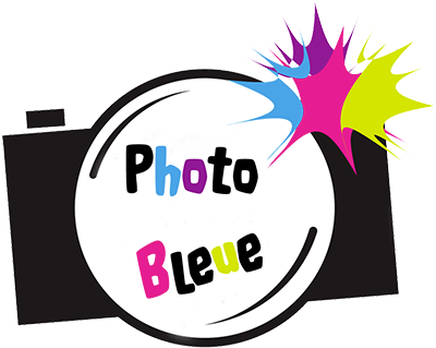 Appareil photo coloré représentant le logo de Photobleue